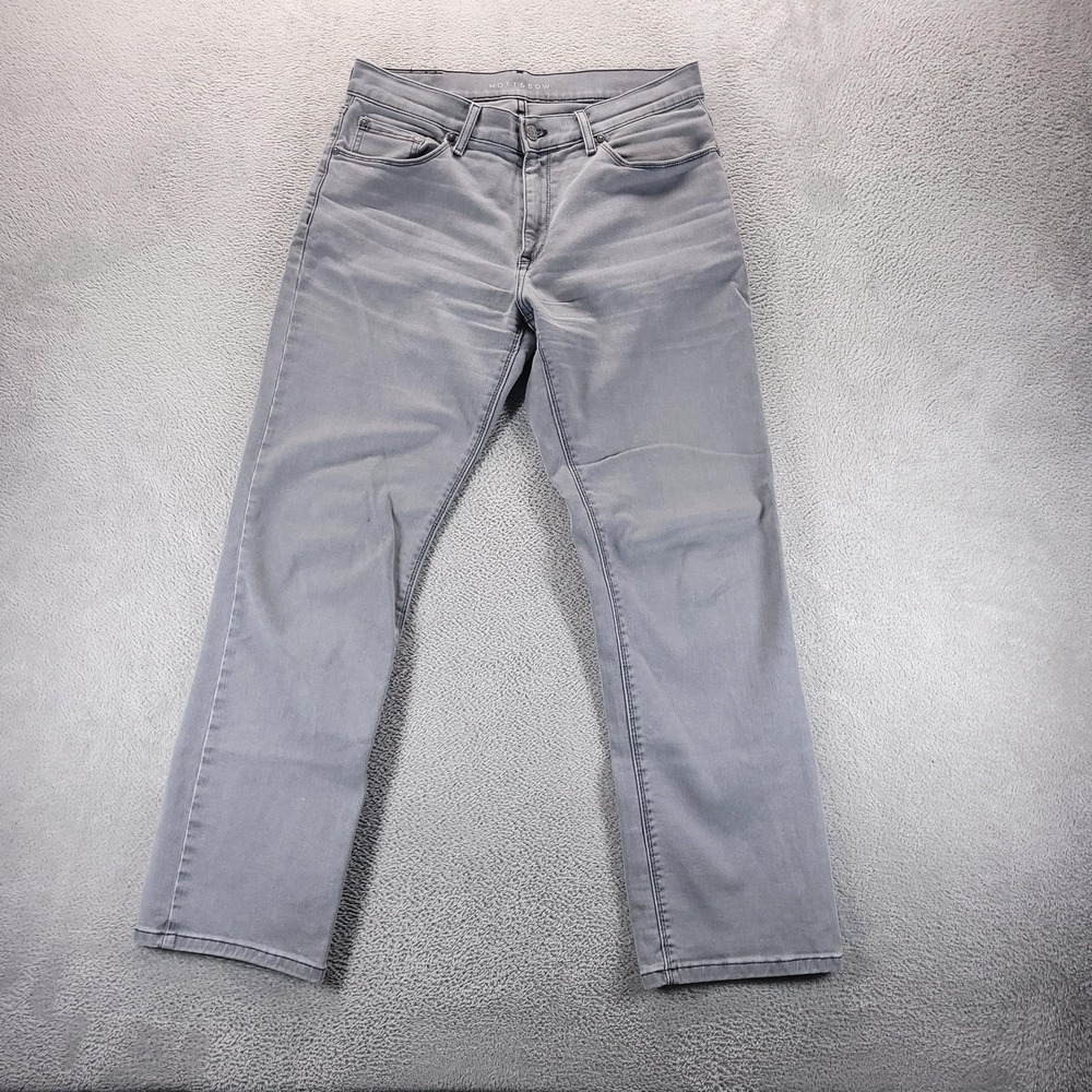 Mott & Bow Jeans Mens 32x30 Gray Straight Regular Stretch Denim Pockets Casual